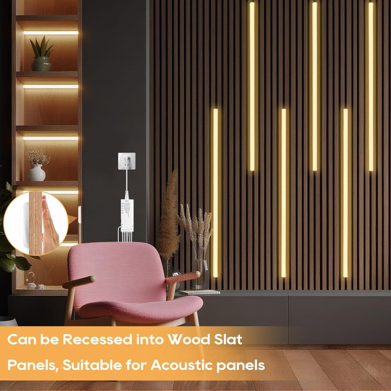 LRGBST 12V Warmwhite COB LED Strip Light, 6 Pcs 2M/6.56ft