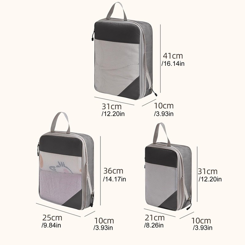 QUINTRA Compression Pack Cubes 3/4 Set Compressible Packing Cubes with