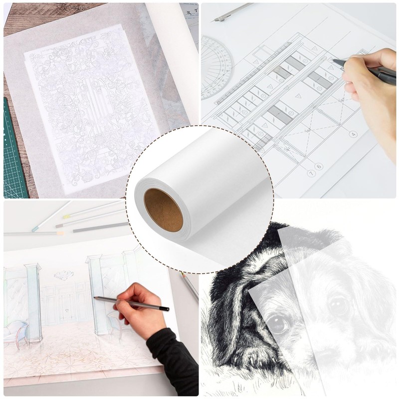 Tracing Paper Roll 17in x 25yd, White Trace Paper Pattern