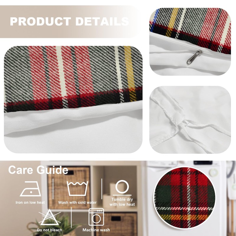 BaoNews Scottish Tartan Duvet Cover Set King Size,3 Pieces Green