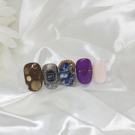 Romantic travel handmade nail tips - Short stiletto / 낭만여행 수제네일팁 - 숏스틸레토
