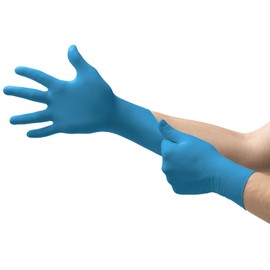 Ansell VersaTouch 92-465 Nitrile Disposable Gloves, Blue Gloves Latex Free, Disposable Nitrile Gloves Powder Free, Disposable Chemical Gloves, Protective Gloves Size M (100 Gloves)
