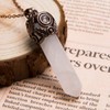 Bivei Retro Antique Brass Chakra Necklace Hexagonal Prism Gemstone Quartz