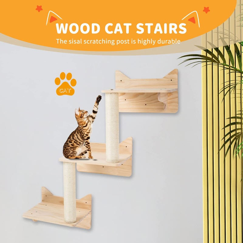 NOVGOBHOT Cat Wall Shelves for Large Cats – 9-Piece Wooden