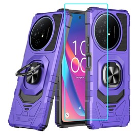 for TCL 60 XE NxtPaper 5G / TCL 50 XL Case with 1 Pack Screen Protector,Dual Layer Hybrid Heavy Duty Defender Protection,Sleek Rugged Reinforced Cushion Corner Kickstand Shockproof Bumper Cover Purple