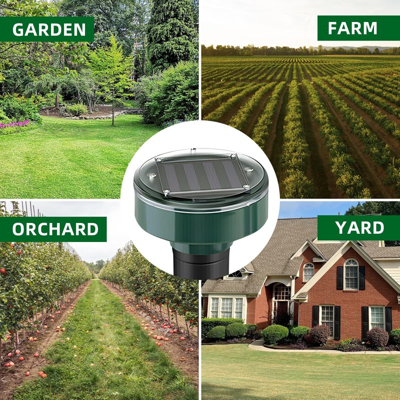 Mole Repellent Solar Powered, 8 Pack Waterproof Ultrasonic Deterrent to