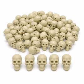 Derkiua 100pcs Mini Plastic Skull Heads for Halloween Decorations