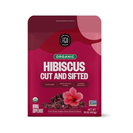 FGO Té orgánico de flores de hibisco, cortado y tamizado, bolsa a granel de 16 oz que se puede volver a cerrar, el embalaje puede variar (paquete de 1)