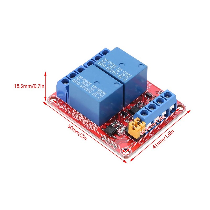 2 Channel Relay Module with Optocoupler, DC Relay Module Relay
