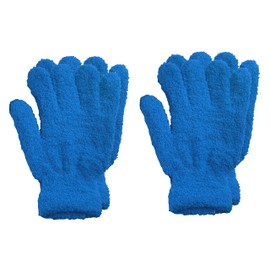 Men's Women's 2 Pairs Warm Winter Fuzzy Cozy Gloves, 2 Set Blue