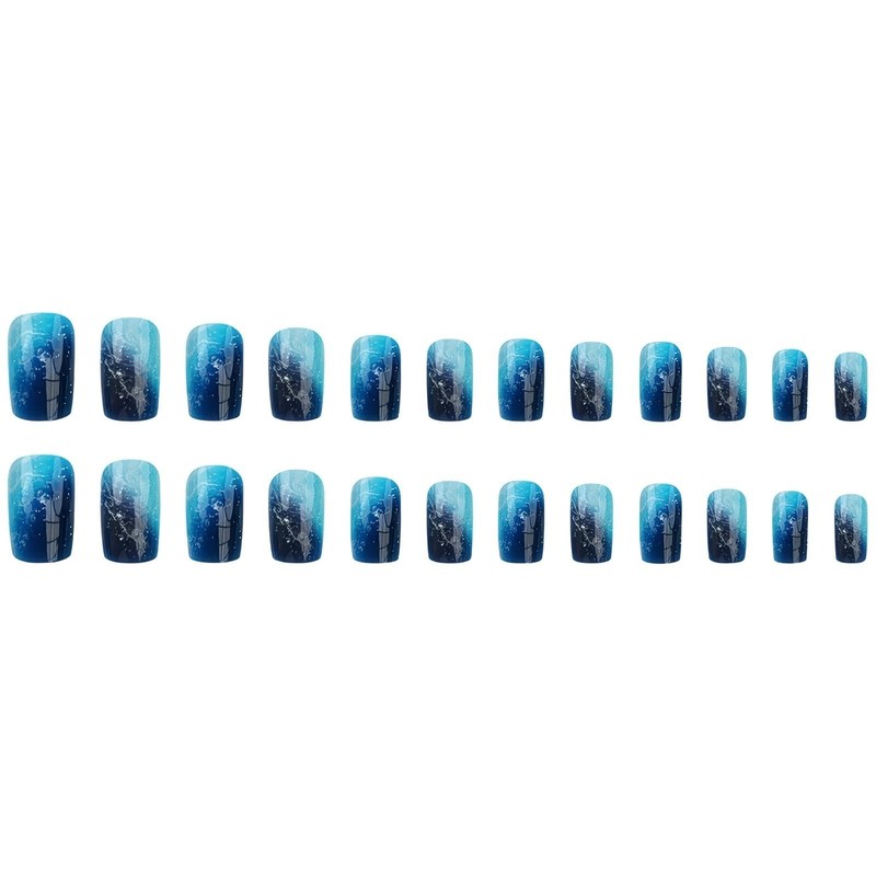 Rchovsam Medium Square Nails Press Ons Blue Press on Nails
