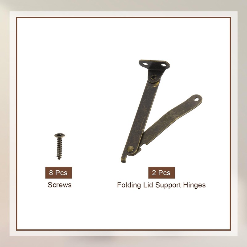 sourcing map 2Pcs 3.5" Folding Lid Support Hinges, Lift Up