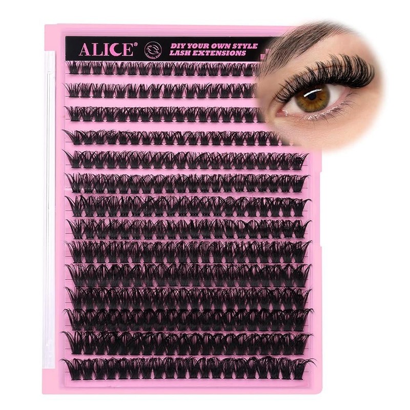 ALICE 280Pcs 위스피 개별 속눈썹 DIY 연장 8-16MM D-컬리 클러스터