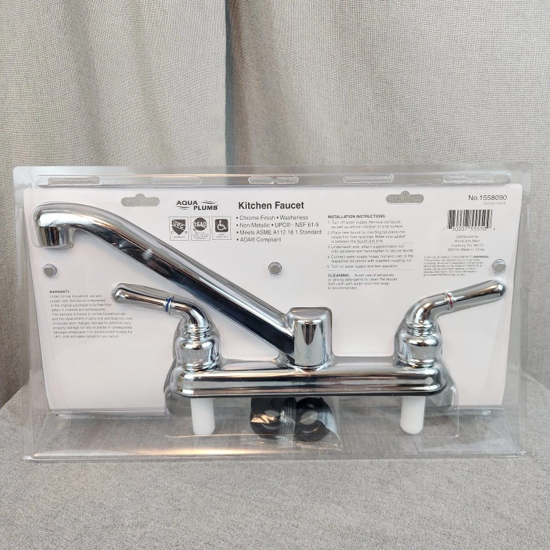 Aqua Plumb Chrome Finish Non Metallic Kitchen Faucet Dual Handle