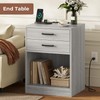 ADORNEVE Nightstands Set of 2,Grey Nightstand with Charging Station &