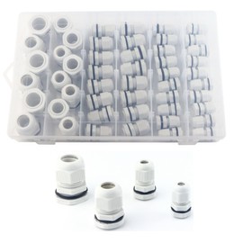 GIVIHGETI 50 Piece Cable Gland Set, IP68 Cable Grommet, Waterproof M12, M16, M20, M25, for Outdoor Garden Control Box, Junction Box, Plastic Nylon Cable Grommets, White
