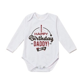 G-Amber Baby Boys Girls Romper Bodysuit Infant Funny Letter Long Sleeves Jumpsuit Outfit 6-9Months Happly Birthday Daddy I Love You