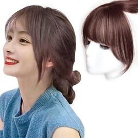 Bangs Wig, Human Hair Partial Wig, "Side is Nagame, Easy to Fit with Natural Hair" [ABIKILU] (Light Brown)