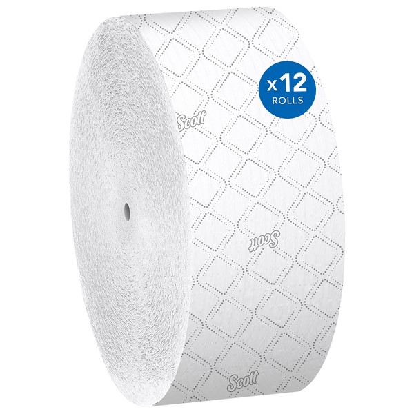 Scott® Coreless High-Capacity Jumbo Roll Toilet Paper (07006), with Elevated Design, 2-Ply, White, (1,150'/Roll, 12 Rolls/Case, 13,800'/Case)