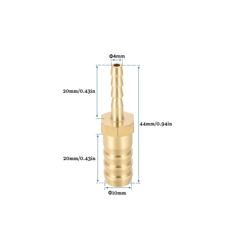QUARKZMAN Brass Hose Assembly Reducer Straight Barb 10 mm to