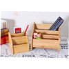 TOVINANNA Bamboo Storage Box Three Compartments Multi-function Desk Organizer for