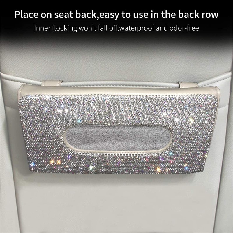 Bling Bling Sun Visor Car Tissue Box with Crystal Diamond