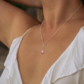STARCHENIE Teardrop Necklace for Women 925 Sterling Silver Irish Celtic Knot Pendant October Birthstone Created Pink Tourmaline Jewelry