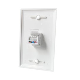 BOPLAT 1 Port Tooless Cat5e Ethernet Punch Down Wall Plate Wire to Female - Cat 5e RJ45 Keystone Jack Connector Cover Plate for CAT7/CAT6/CAT5 Cable - White
