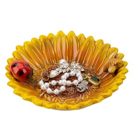 CAIRIAC Sunflower Jewelry Dish Trinket Tray Ceramic Key Tray Bowl for Entryway Table, Sunflower Candy Dish Soap Holder Gift Decorative Bowl for Home Decor Kitchen Bathroom Sink (Bee, Ladybug)