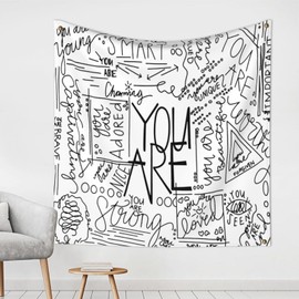 YOYNIIRE Quote You Are Wall Tapestry Inspirational Classroom Positive Kids Tapestries Wall Hanging Motivational Positive Affirmations Saying Aesthetic Tapestry for Bedroom Dorm (White, 40" x 40")