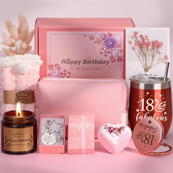 18th Birthday Gifts for Girls, Personalised 18th Birthday Hampers for Her Turning 18, Funny Birthday Presents for 18 Year Old Girls, 18th Gift Basket Ideas for Girls, Daughter, Best Friends, Sister