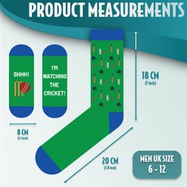 SC Products Novelty Cricket Socks for Men | Size 6-12 Cotton Funny Socks Cricket Gifts For Men | Christmas Secret Santa Stocking Fillers Fathers Day Presents for Sport Lovers