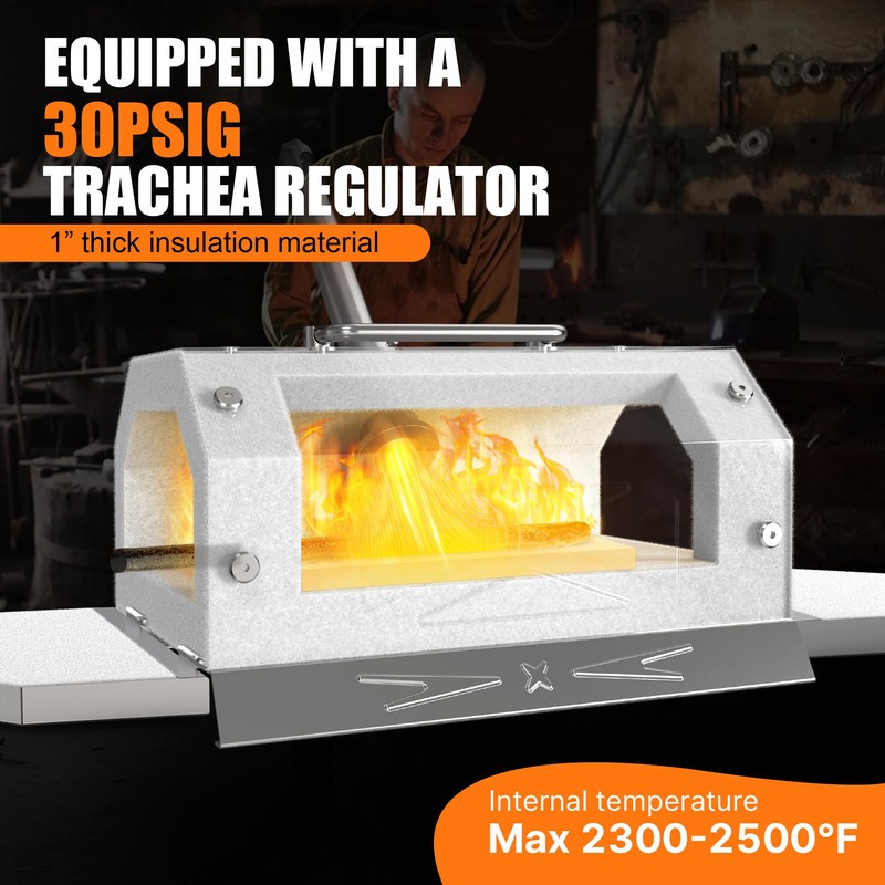 Nelyrho Portable Propane Blacksmith Forge Kit with Double Door, Single