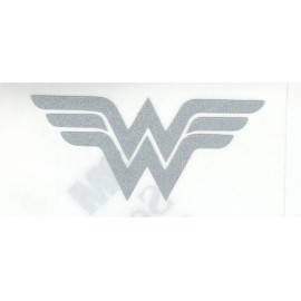 Unbranded Highly Reflective Silver Wonder Woman logo fire helmet window decal - 2 Inch