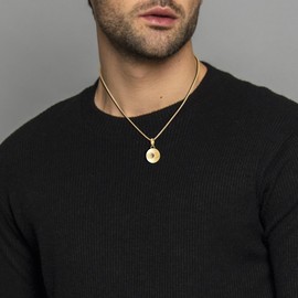 GAVU Men’s Stainless Steel Pendant Necklace, Protection Necklace Evil Eye Necklace for Men, Gold Necklace for Men 55cm