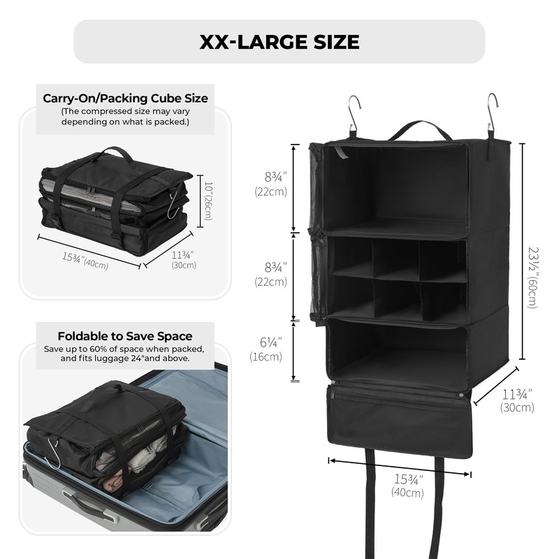 GRANNY SAYS Hanging Packing Cubes for Travel, Large Portable Hanging