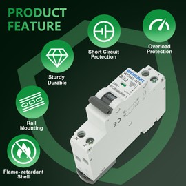 Wengart Miniature Circuit Breaker WGM2-40N, AC230V 1P+N 6kA B-Char, Electrical Safety Switch for Household/Industrial, Easy to Install (32A)