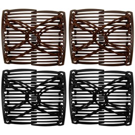 4PCS French Plastic Double Hair Combs,Multifunctional Double Clips Vintage Hair Comb for Women Girls Hair Styling Accessories
