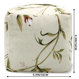 CERAYOU Decorative Weighted Door Stopper, Fabric Door Stop with Handle, Square Cube Heavy Duty Door Floor Stop Wall Protectors for Home Office Bedroom Living Room Exterior Doors, Beige Flower