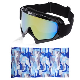 INFINAUTO 1Set Motorcycle Riding Goggles PC TPU Cycling Sunglasses Colorful Lens Black Frame