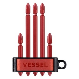 Vessel A145P-PRE Premium Double-Ended Bits, 5-Piece Set, +2 x 65 2-Pieces/+2 x 110 3-Pieces (Red)