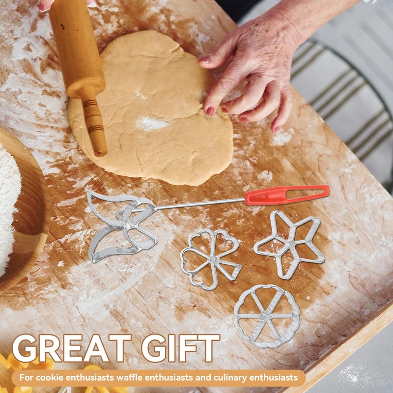 Swedish Rosettes Iron Set with 4 Interchangeable Heads, Flower Shaped