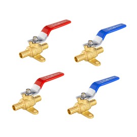 GUOFIS 1/2" PEX Crimp Shut off Ball Valve with Drop-ear,4Pack Pex Brass Full Port Shut-off Ball Valve, Red&Blue Ball Valve for Hot Cold Water