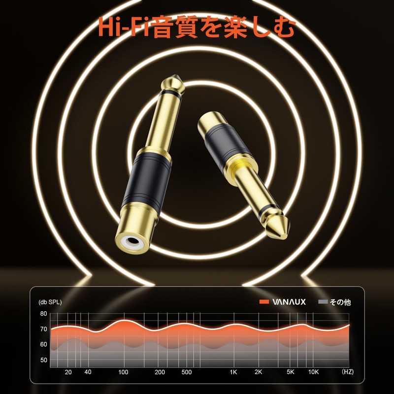 VANAUX 6.35mm Male to RCA Female Converter Adapter 6.35mm Mono