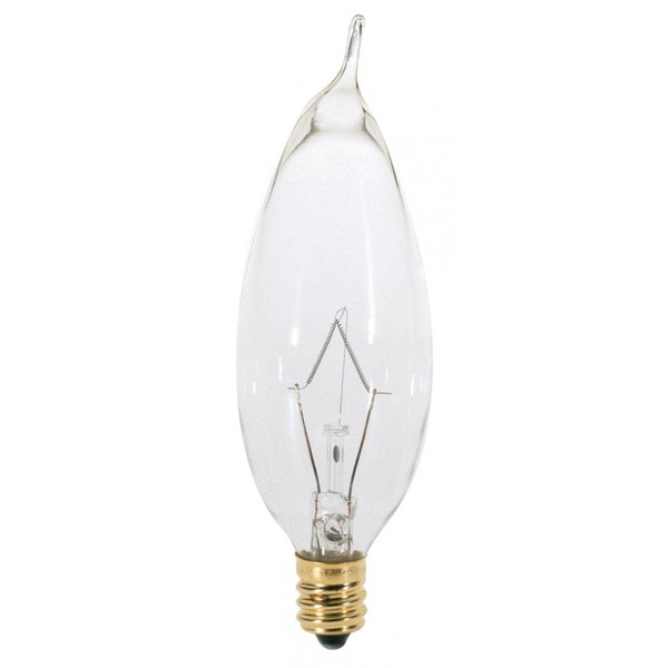 (Total of 20 Bulbs) Satco S3774 25 Watt Turn Tip Candle Base Clear Decorative Light Bulbs