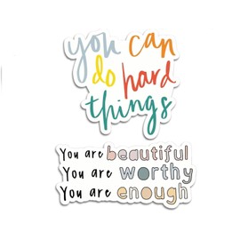 2 pcs Motivational Stickers, 3 inches - Strong Adhesive and Waterproof, Progress Over Perfection and Other Inspirational Laptop Stickers