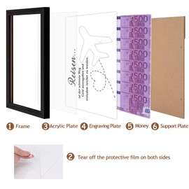 Money Gift for Travel, Honeymoon and Holiday, World Travel, Plane Gift, Holiday Fund Money Box, Birthday Money Gift, Money Gifts Travel Fund for Friends, Lovers, Women, Men, Black