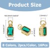 Hobbspring 16Pcs Micro Pave Cubic Zirconia Charms 8 Colors Rectangle