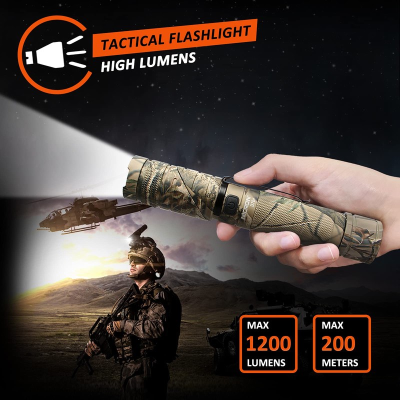 NICRON Flashlight, Rechargeable Twist Flashlight B70 Plus 1200 Lumen LED