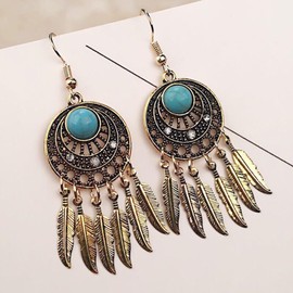 Dream Catcher Earrings for Women Vintage Turquoise Earrings Feather Dangle Earrings Bohemian Fringe Tassel Earrings Jewelry Gift Birthday Christmas Gift for womens